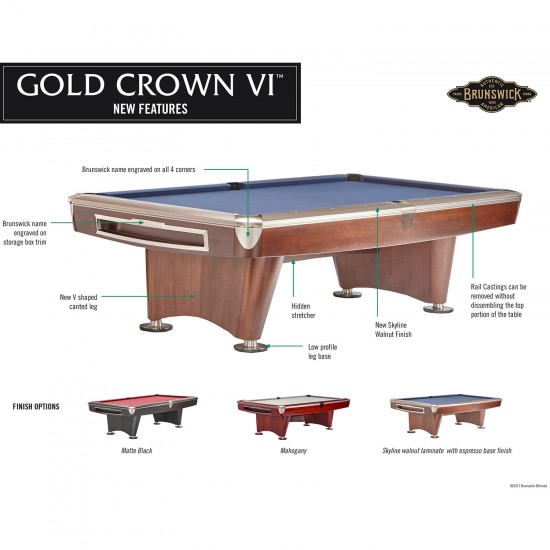 Brunswick Gold Crown VI pooltafel mahonie 9ft