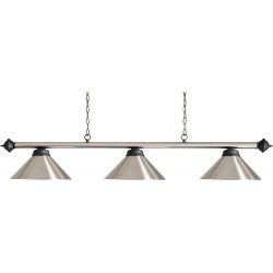 Buffalo biljartlamp stang + 3 kappen brushed steel